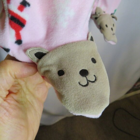 Baby pink Christmas footed zippered bodysuit long sleeve 100% polyester Santa - Picture 6 of 8